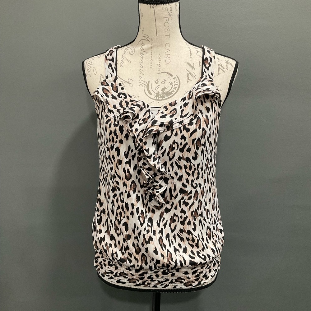 NWT WHITE HOUSE BLACK MARKET LEOPARD PRINT SLEEVELESS TOP